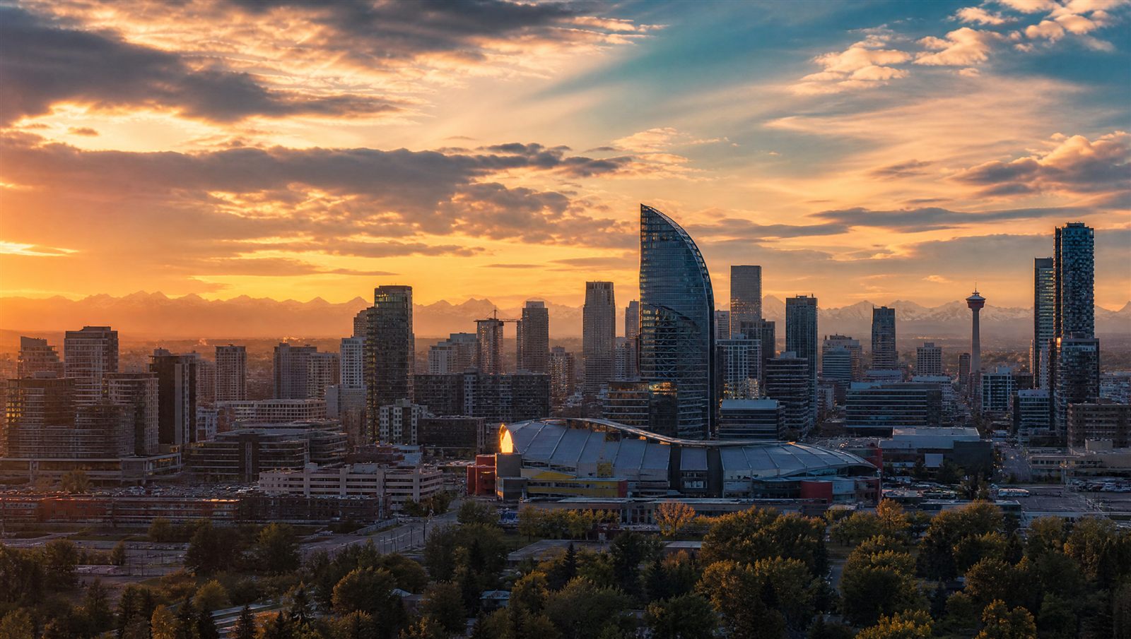 Calgary downtown skyline with the Bow Tower
