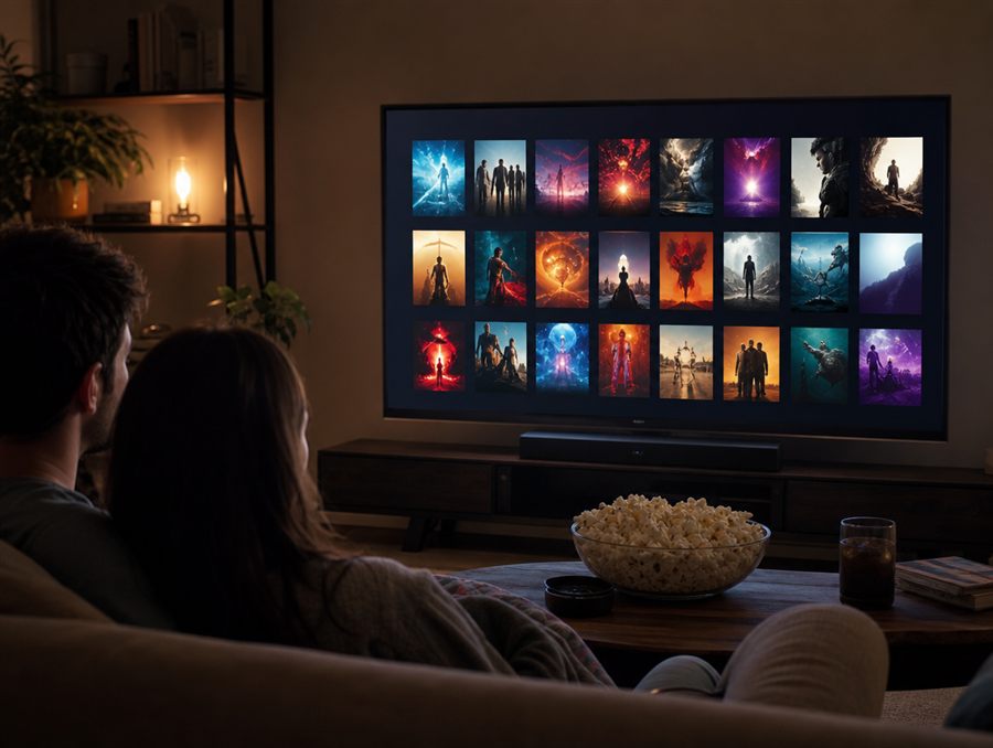 On-demand movies and series library on a smart TV